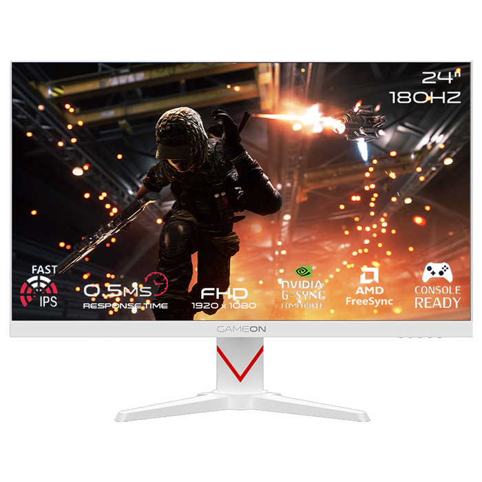GAMEON GOAM24FHD180IPS Marksman Series 24" FHD, 180Hz, MPRT 0.5ms, HDMI 2.1, Fast IPS Gaming Monitor (Supports PS5) - White