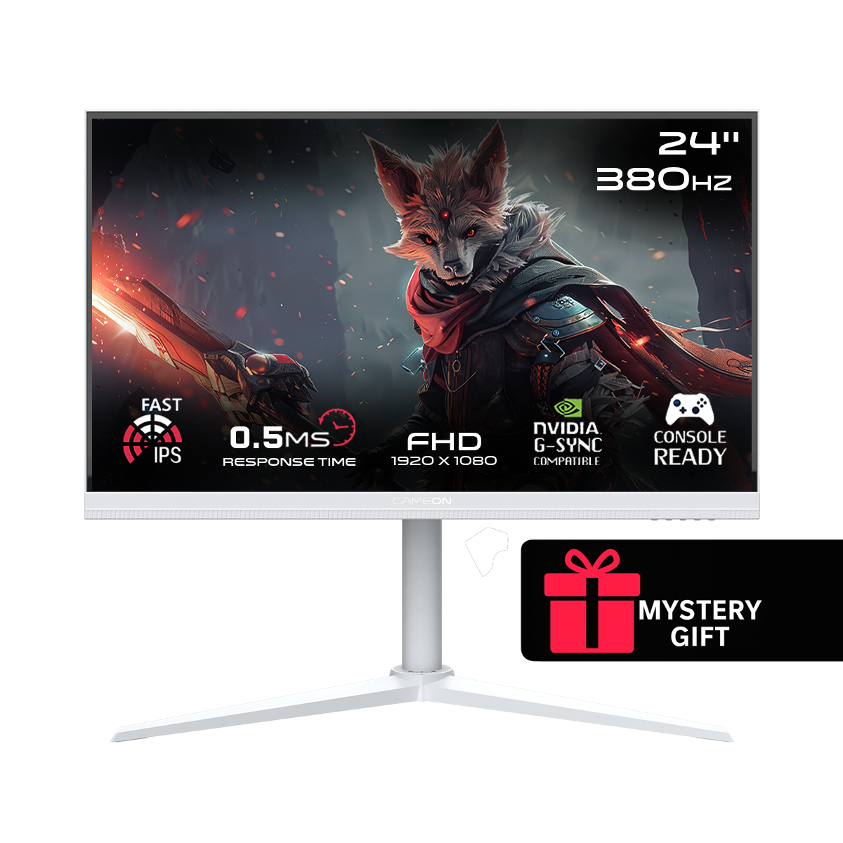 GAMEON GOAP24FHD380IPS Artic Pro Series 24" FHD, 360Hz, MPRT 0.5ms, HDMI 2.1, Fast IPS Gaming Monitor (Supports PS5) - White