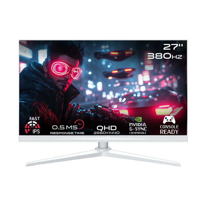GAMEON 27" QHD 380Hz Monitor + 24" FHD 190Hz Monitor + Gaming Desk