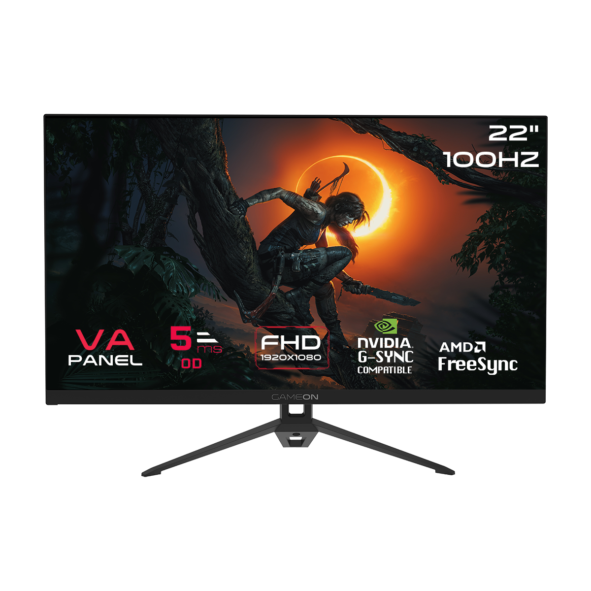 GAMEON GOB22FHD75VA Basic Series 22" FHD, 100Hz, 5ms, VA Panel Gaming Monitor - Black