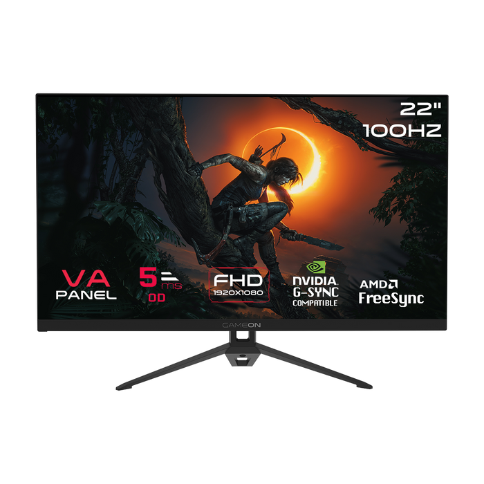 GAMEON GOB22FHD75VA Basic Series 22" FHD, 100Hz, 5ms, VA Panel Gaming Monitor - Black