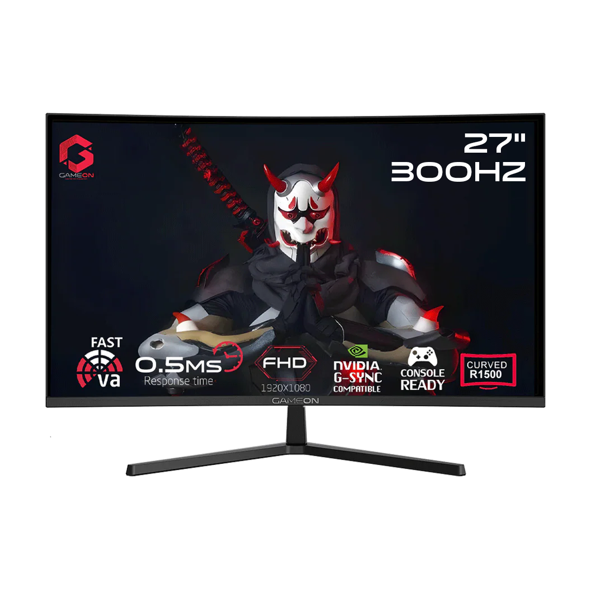 GAMEON GOC27F300 Pro Series 27'' FHD, 300Hz, MPRT 0.5ms, HDMI 2.1, Fast VA Panel Curved Gaming Monitor 1500R, 16:9 (Supports PS5) - Black