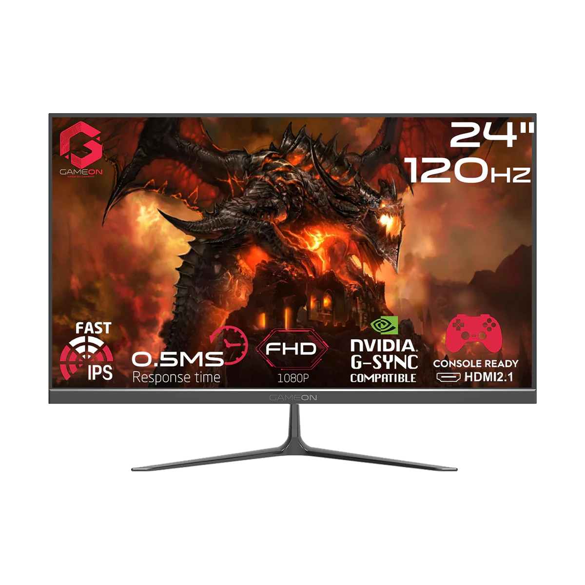 GAMEON 27" QHD 240Hz Monitor + 24" FHD 120Hz Monitor + Dual Monitor Arm