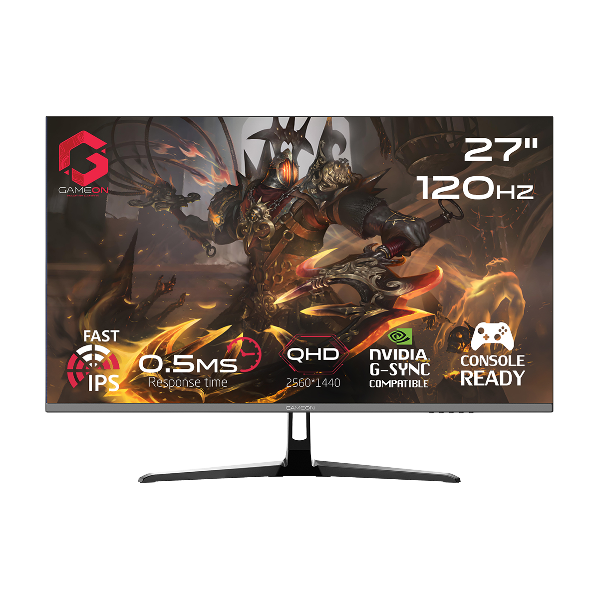 GAMEON GOES27QHD120IPS Essential Series 27" QHD, 120Hz, MPRT 0.5ms, HDMI 2.1, Fast IPS Gaming Monitor (Supports PS5) - Black