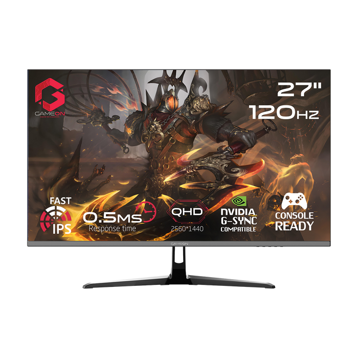 GAMEON GOES27QHD120IPS Essential Series 27" QHD, 120Hz, MPRT 0.5ms, HDMI 2.1, Fast IPS Gaming Monitor (Supports PS5) - Black