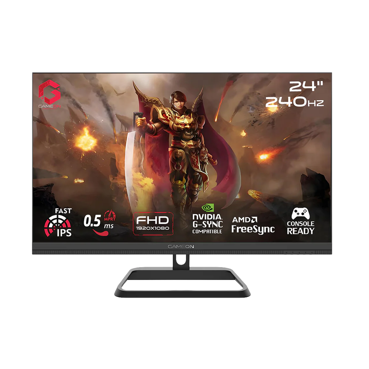 GAMEON GOM24FHD240IPS Midnight Pro Series 24" FHD, 240Hz, MPRT 0.5ms, HDMI 2.1, Fast IPS Gaming Monitor (Supports PS5) – Black