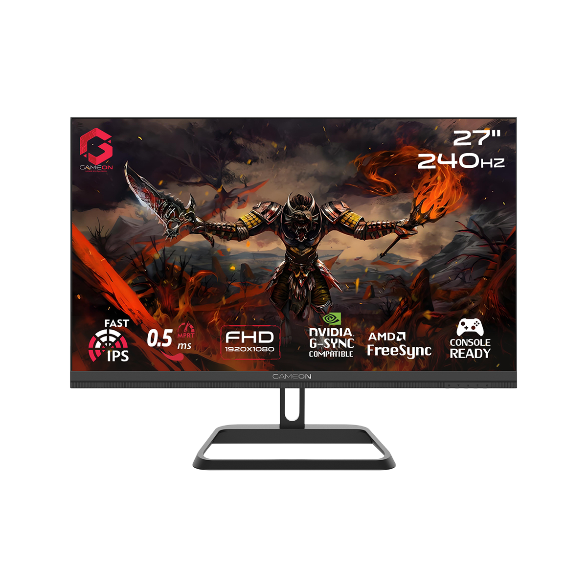 GAMEON GOM27FHD240IPS Midnight Pro Series 27" FHD, 240Hz, MPRT 0.5ms, HDMI 2.1, Fast IPS Gaming Monitor (Supports PS5) – Black