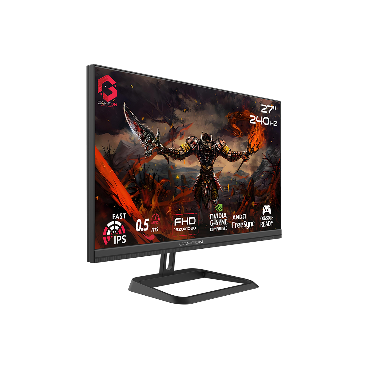 GAMEON GOM27FHD240IPS Midnight Pro Series 27" FHD, 240Hz, MPRT 0.5ms, HDMI 2.1, Fast IPS Gaming Monitor (Supports PS5) – Black