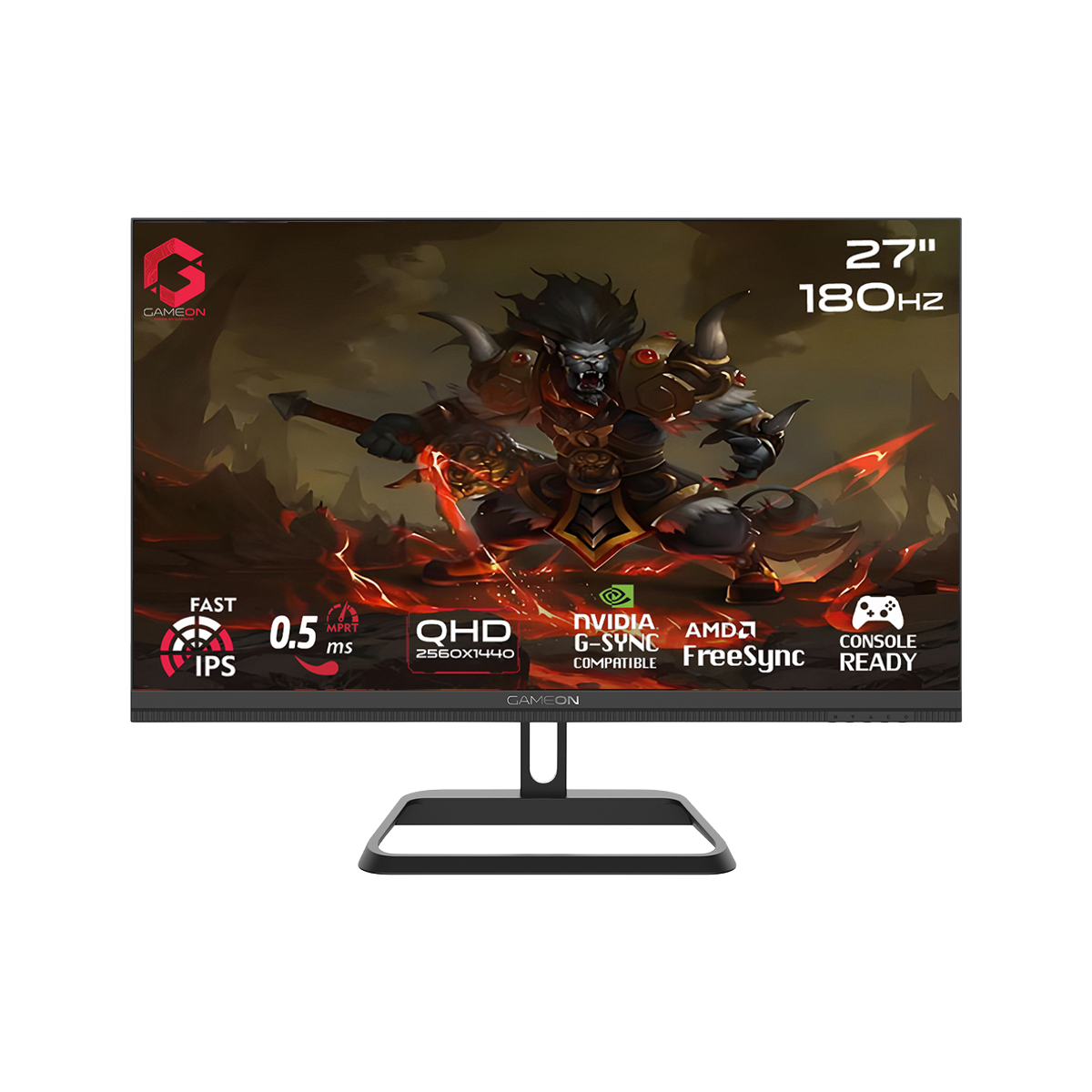 GAMEON GOM27QHD180IPS Midnight Pro Series 27" QHD, 180Hz, MPRT 0.3ms, HDMI 2.1, Fast IPS Gaming Monitor (Supports PS5) - Black