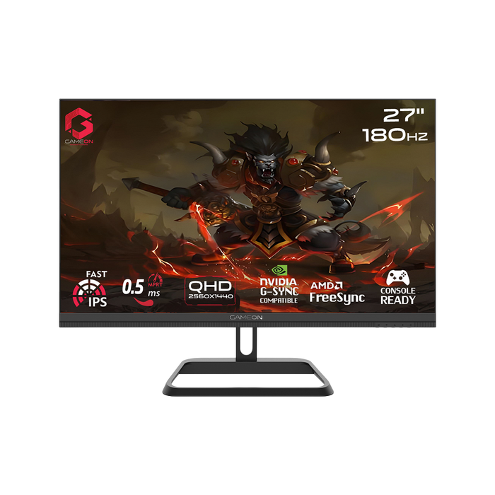 GAMEON GOM27QHD180IPS Midnight Pro Series 27" QHD, 180Hz, MPRT 0.3ms, HDMI 2.1, Fast IPS Gaming Monitor (Supports PS5) - Black