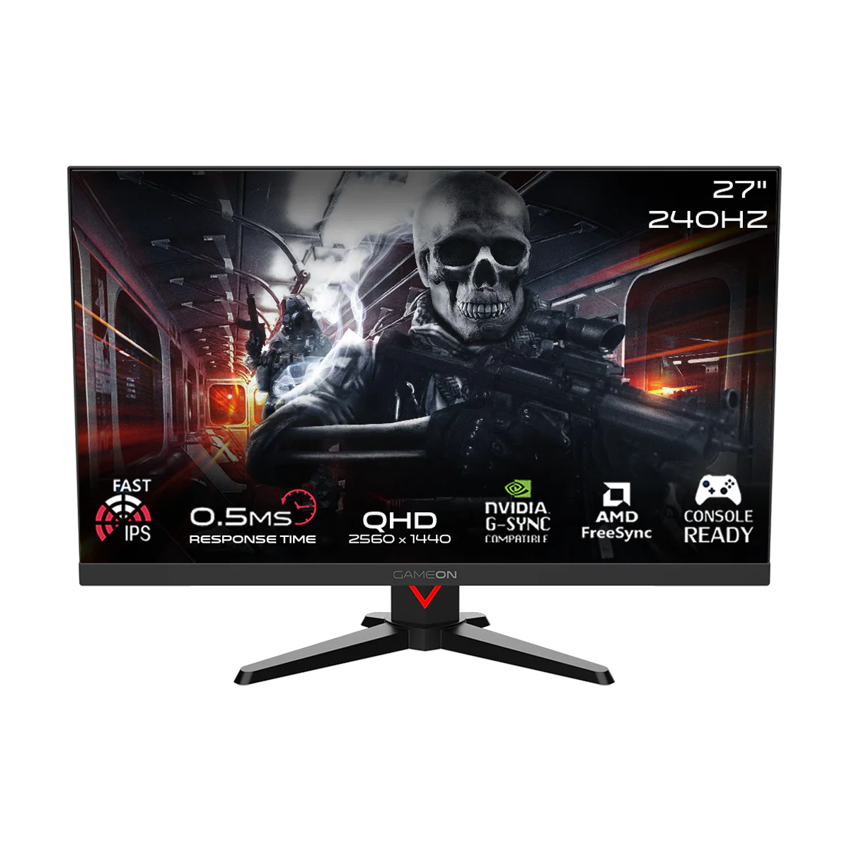 GAMEON 27" QHD 240Hz Monitor + 24" FHD 120Hz Monitor + Dual Monitor Arm
