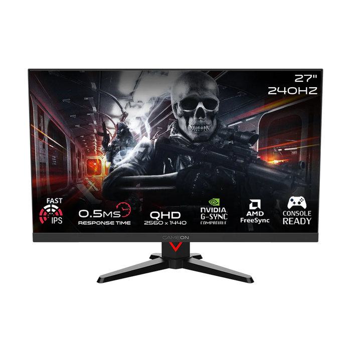 GAMEON 27" QHD 240Hz Monitor + 24" FHD 120Hz Monitor + Dual Monitor Arm