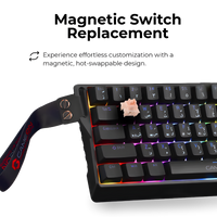 GAMEON MAGPRO GOMG1K8-RS 60% RGB Magnetic Gaming Keyboard - Side angle showing pink magnetic switch detail.
