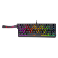 Top view of GAMEON MAGPRO GOMG1K8-RS 60% RGB magnetic gaming keyboard with vivid rainbow backlighting and detachable GAMEON wrist strap.