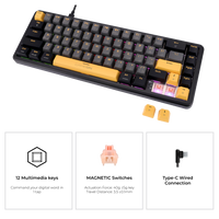 Side angle of GAMEON VOLT GOMGK68-RS Magnetic Keyboard - slim profile with pink switches, RGB backlight, Type-C connection, and 12 multimedia keys.