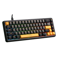 Angled view of GAMEON VOLT GOMGK68-RS 60% RGB Magnetic Gaming Keyboard - pink switches, Type-C connection, and full RGB edge lighting.