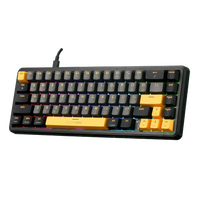Angled front-right view of GAMEON VOLT GOMGK68-RS 60% RGB magnetic keyboard, compact layout with rainbow backlighting.
