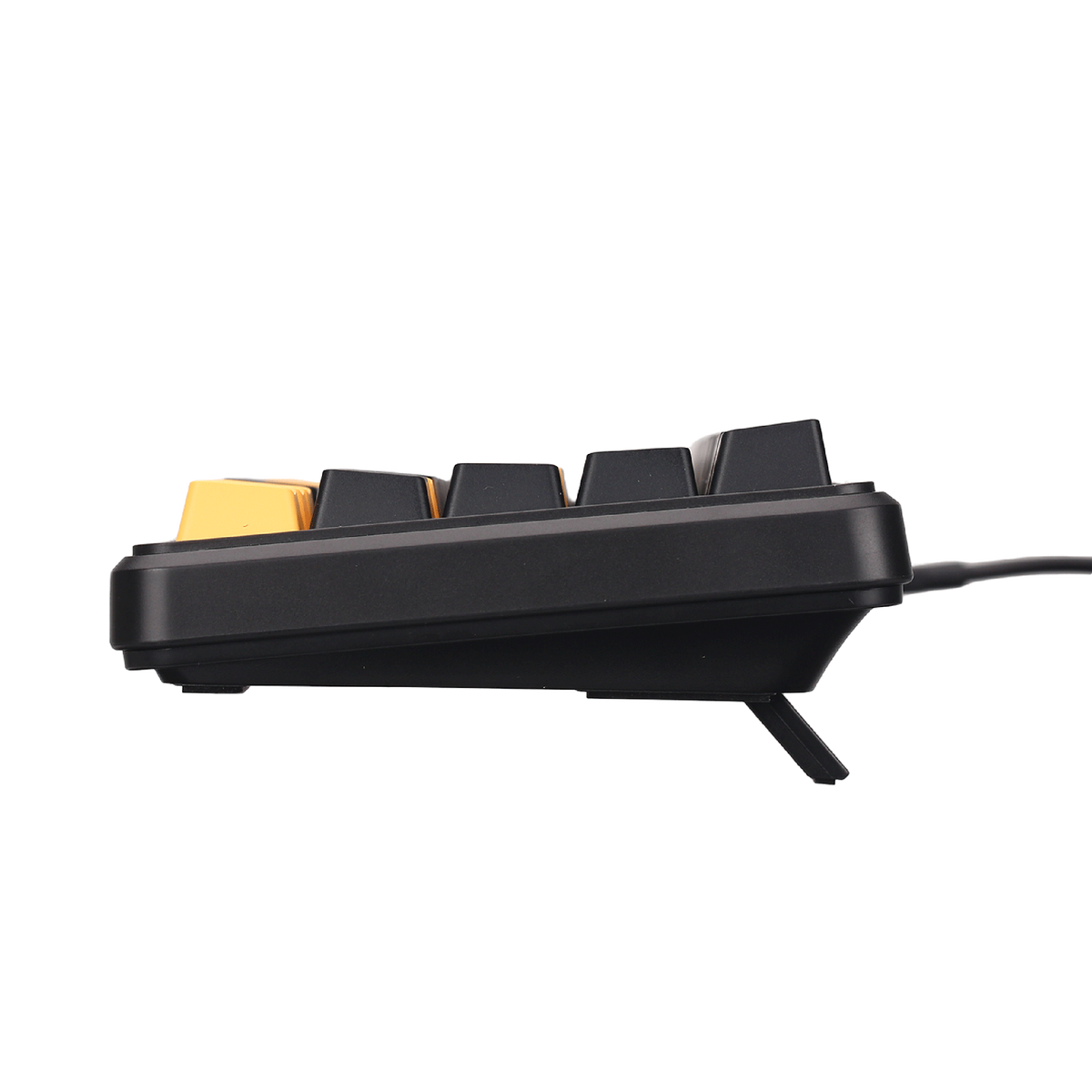 Side view of GAMEON VOLT GOMGK68-RS 60% RGB magnetic keyboard showing the Type-C connection port and sloped key profile.