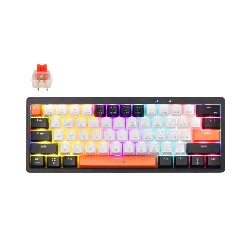 GAMEON AEROX GOMK160-RS 60% RGB Mechanical Gaming Keyboard – Front view showing red switches and compact layout.