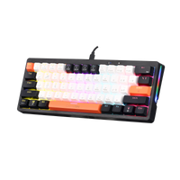 Angled front-right view of GAMEON AEROX GOMK160-RS 60% RGB mechanical keyboard, compact layout with rainbow backlighting.