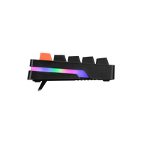 Side view of GAMEON AEROX GOMK160-RS 60% RGB mechanical keyboard showing the side RGB light bar and sloped key profile.