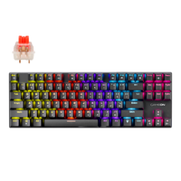 GAMEON KENORA GOMK87-RS 80% RGB Mechanical Gaming Keyboard - Front view showing red switches and compact layout.