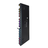 Bottom view of GAMEON KENORA GOMK87-RS 80% RGB mechanical keyboard showing label and anti-slip rubber pads.