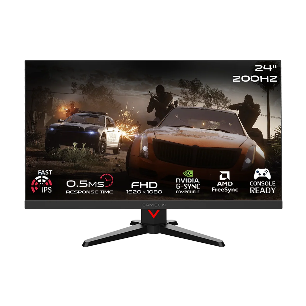 GAMEON GOMM24FHD200IPS Dominator Series 24" FHD, 200Hz, MPRT 0.5ms, HDMI 2.1, Fast IPS Gaming Monitor (Supports PS5) - Black