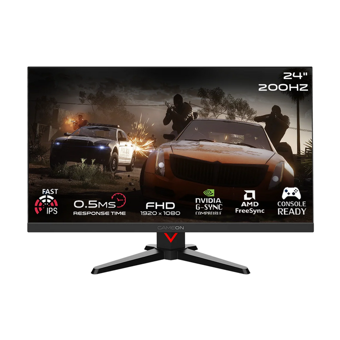 GAMEON GOMM24FHD200IPS Dominator Series 24" FHD, 200Hz, MPRT 0.5ms, HDMI 2.1, Fast IPS Gaming Monitor (Supports PS5) - Black