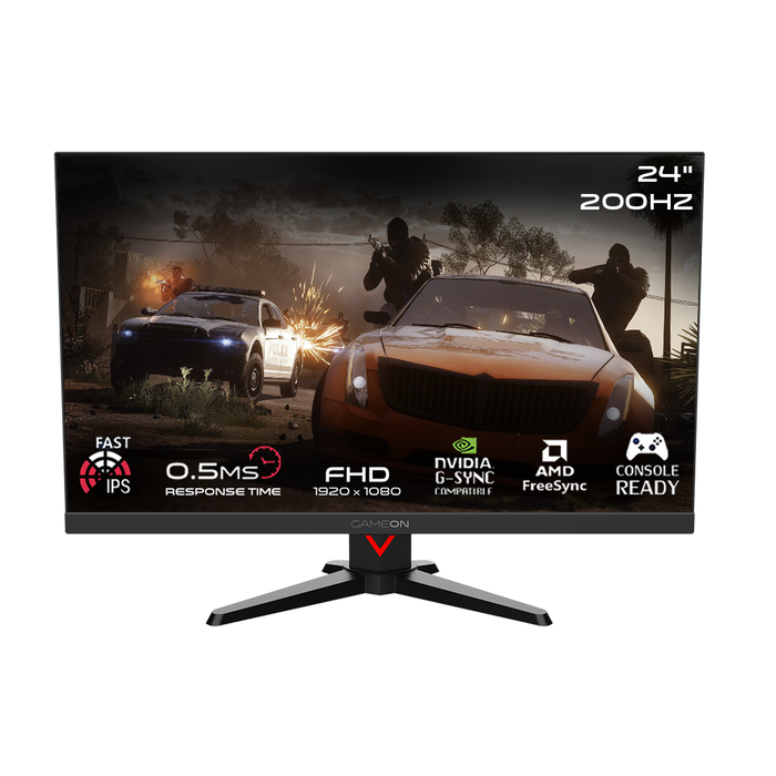GAMEON GOMM24FHD200IPS Dominator Series 24" FHD, 200Hz, MPRT 0.5ms, HDMI 2.1, Fast IPS Gaming Monitor (Supports PS5) - Black