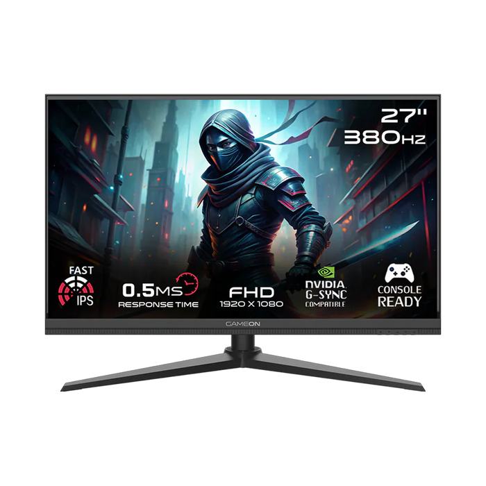 GAMEON GOMP27FHD380IPS Midnight Pro Series 27" FHD, 380Hz, MPRT 0.5ms, HDMI 2.1, Fast IPS Gaming Monitor (Supports PS5) - Black