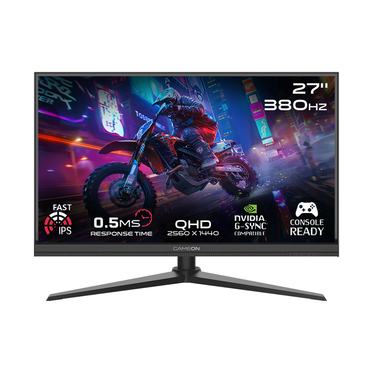 GAMEON GOMP27QHD380IPS Midnight Pro Series 27" QHD, 380Hz, MPRT 0.5ms, HDMI 2.1, Fast IPS Gaming Monitor (Supports PS5) - Black