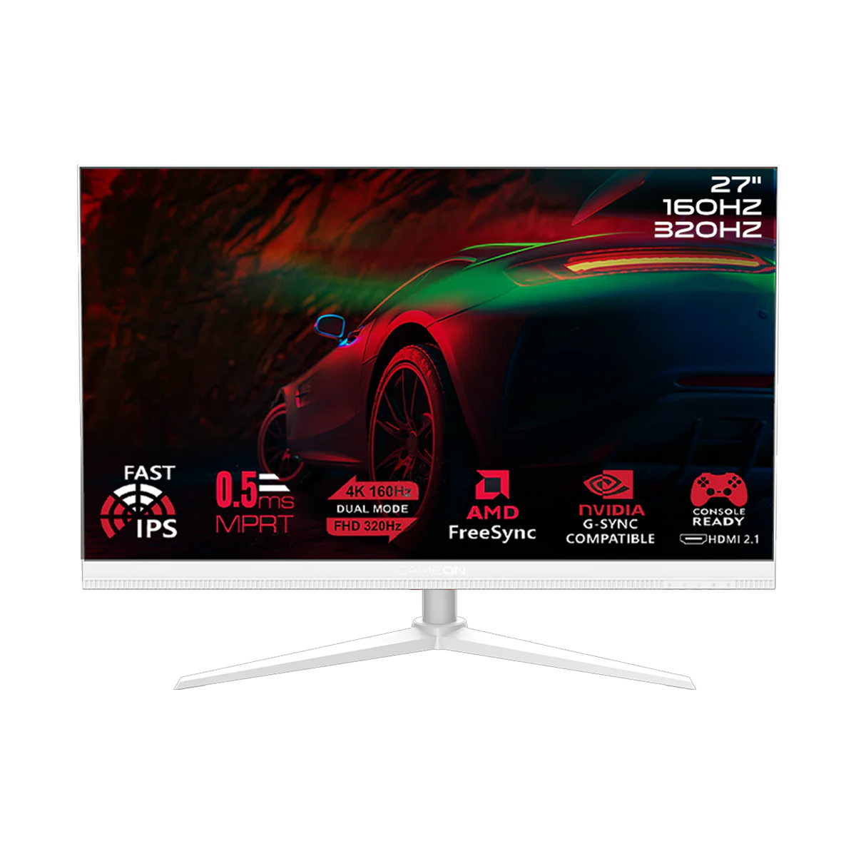 GAMEON GOSX27W Switch X Series 27" Dual Switch 4K UHD 160Hz/FHD 320Hz, MPRT 0.5ms, HDMI 2.1, Fast IPS Gaming Monitor (Supports PS5) - White