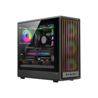 GAMEON TIMBERI Midnight Series ARGB + PWM Mid Tower Gaming Case - Wood/Black