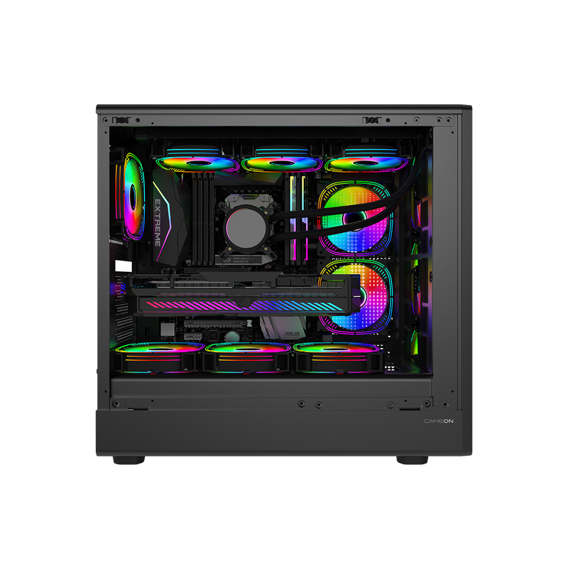 GAMEON TIMBERI Midnight Series ARGB + PWM Mid Tower Gaming Case - Wood/Black