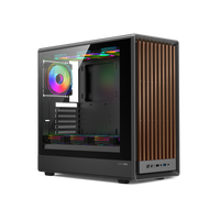 GAMEON TIMBERI Midnight Series ARGB + PWM Mid Tower Gaming Case - Wood/Black