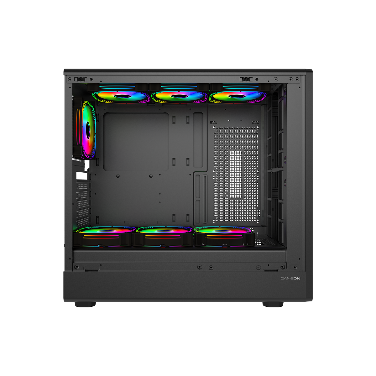 GAMEON TIMBERI Midnight Series ARGB + PWM Mid Tower Gaming Case - Wood/Black