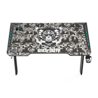 Call Of Duty (COD) Hawksbill Series RGB Flowing Light Gaming Desk With Mouse pad, Headphone Hook & Cup Holder - Black/Grey