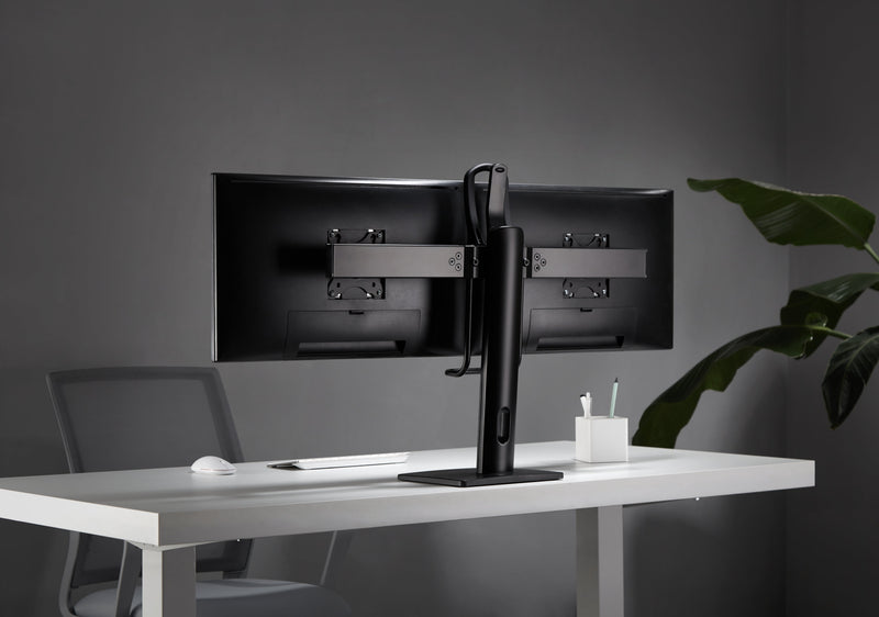 GAMEON GO-2052 Easy To Adjust Vertical Lift Dual Screen Monitor Stand For Gaming And Office Use, 17" - 27", Each Arm Up To 6 KG, Black