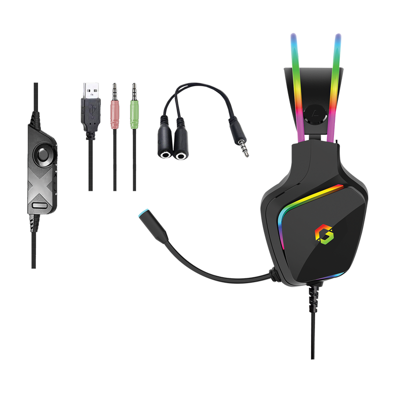 GAMEON GO-712 RGB Gaming Headset With Detachable Mic - Black
