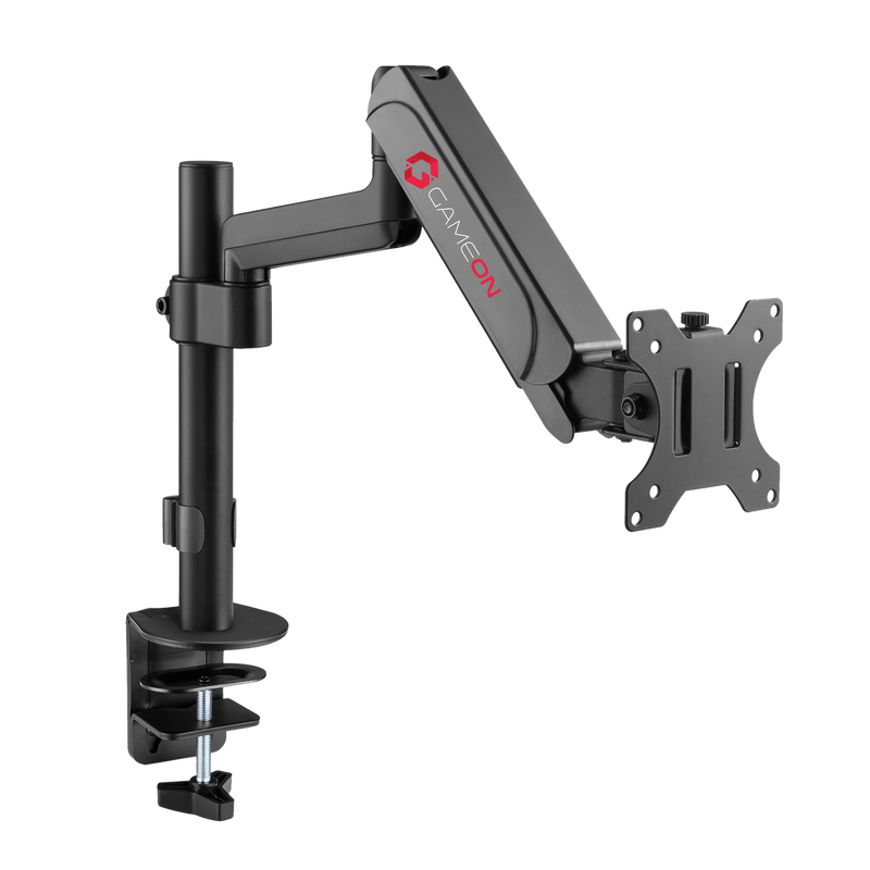 GAMEON GO-3363 Pole-Mounted Spring-Assisted Single Monitor Arm For Gaming And Office Use, 17" - 32", Arm Up To 9 KG