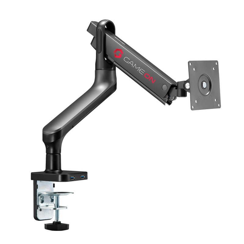 GAMEON GO-2137 Premium Aluminum Spring-Assisted Single Monitor Arm For Gaming And Office Use, 17" - 33" With USB Port, Arm Up To 9 KG, Space Grey