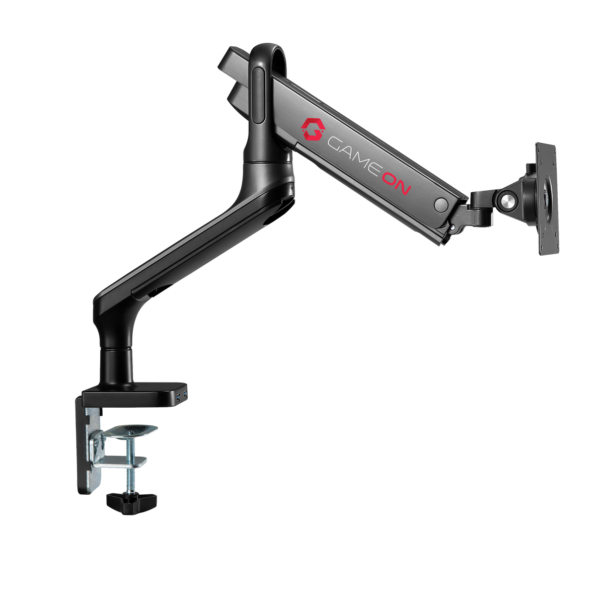 GAMEON GO-2137 Premium Aluminum Spring-Assisted Single Monitor Arm For Gaming And Office Use, 17" - 33" With USB Port, Arm Up To 9 KG, Space Grey