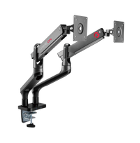 GAMEON GO-2144 Premium Aluminum Spring-Assisted Dual Monitor Arm For Gaming And Office Use, 17" - 33" With USB Port, Each Arm Up To 9 KG, Space Grey