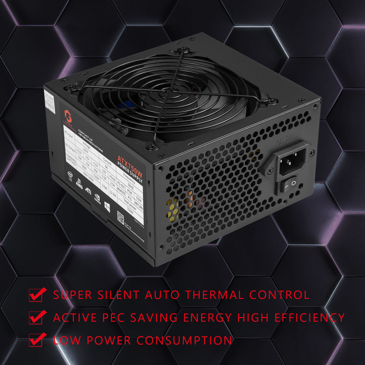 GAMEON - SPY2 ATX 750 WATTS 80 PLUS BRONZE Value Gaming Power Supply