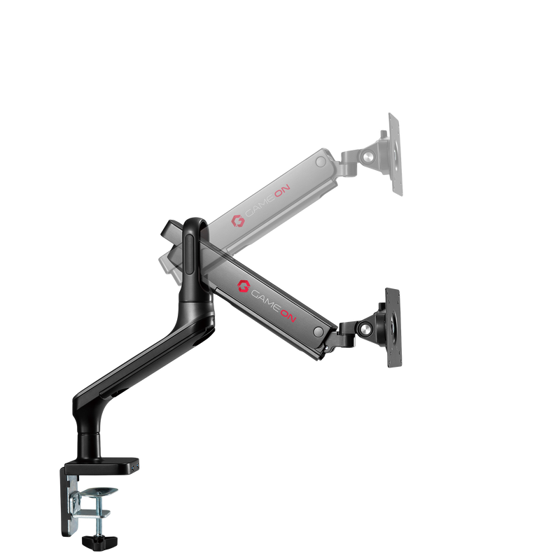 GAMEON GO-2137 Premium Aluminum Spring-Assisted Single Monitor Arm For Gaming And Office Use, 17" - 33" With USB Port, Arm Up To 9 KG, Space Grey