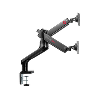 GAMEON GO-2144 Premium Aluminum Spring-Assisted Dual Monitor Arm For Gaming And Office Use, 17" - 33" With USB Port, Each Arm Up To 9 KG, Space Grey