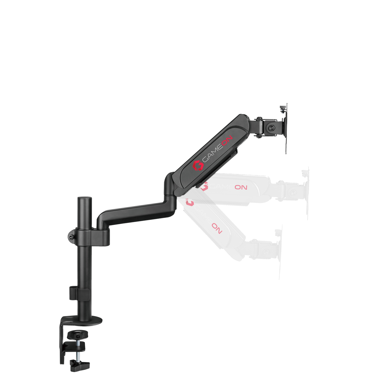 GAMEON GO-3363 Pole-Mounted Spring-Assisted Single Monitor Arm For Gaming And Office Use, 17" - 32", Arm Up To 9 KG