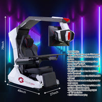 GAMEON IW-R1-PRO Zero Gravity Reclining Computer Workstation Gaming Simulator Chair/Cockpit – White