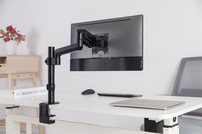 GAMEON GO-3363 Pole-Mounted Spring-Assisted Single Monitor Arm For Gaming And Office Use, 17" - 32", Arm Up To 9 KG